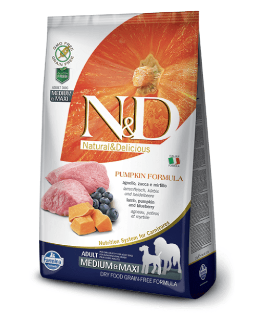 ND PUMPKIN GrainFree ADULT MEDIUM/MAXI - Lamb&Blueberry