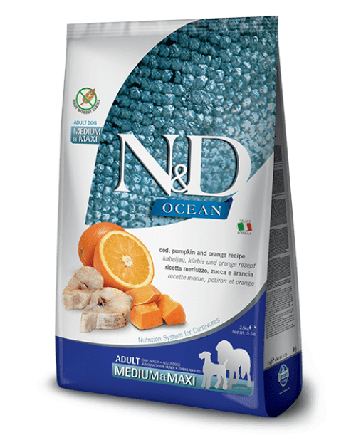 ND PUMPKIN GrainFree ADULT MEDIUM/MAXI - Ocean Codfish& Orange 12kg
