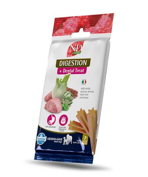 N&D Quinoa dental poslastice Digestion Medium & Maxi 100 g, dental treat digestion janjetina kvinoja medium maxi, N&D Quinoa Dental Treat 100 g